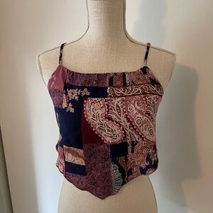 Altar'd state bandeau handkerchief boho top with ties in back - size small